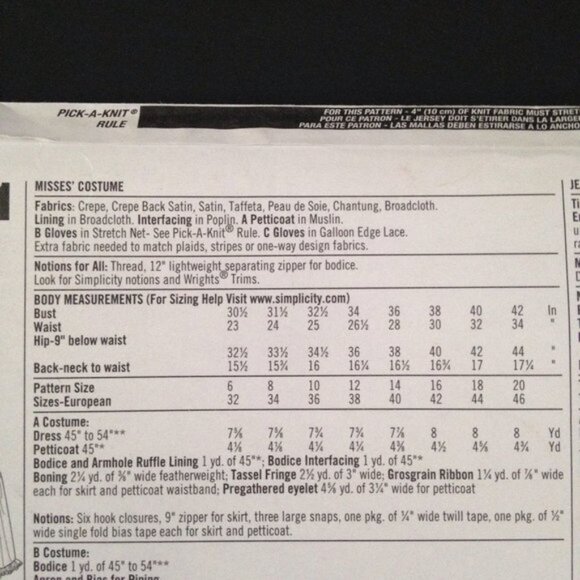 Simplicity Misses Western Saloon Girl Costume Pattern 2851 Sz 6-12 Uncut Cosplay - Picture 6 of 12